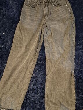 Abercrombie & Fitch Gray Straight-Leg Jeans with Side Studs
